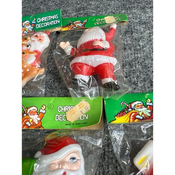 Vtg 1970s Christmas Decorations Set Of 5 Santa Reindeer Angel Candy Cane - Picture 3 of 6